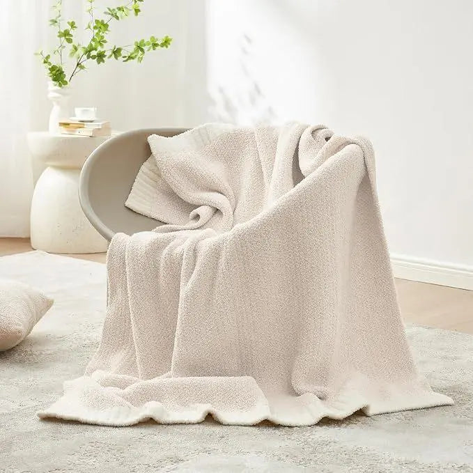 Reversible Knit Throw Blanket Super Soft Plush
