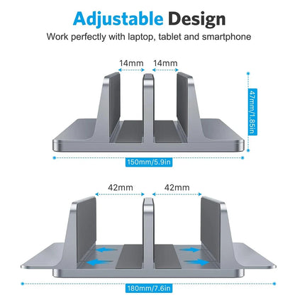 Adjustable Vertical Laptop Stand – Aluminium Desk Holder