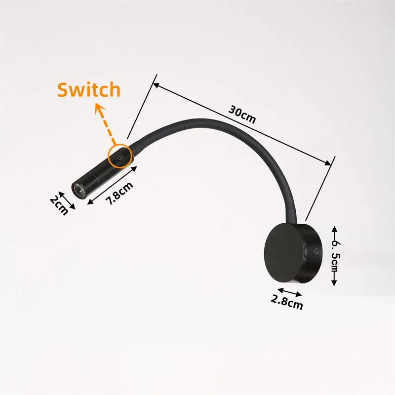 Flexible LED Reading Wall Lamp with Switch