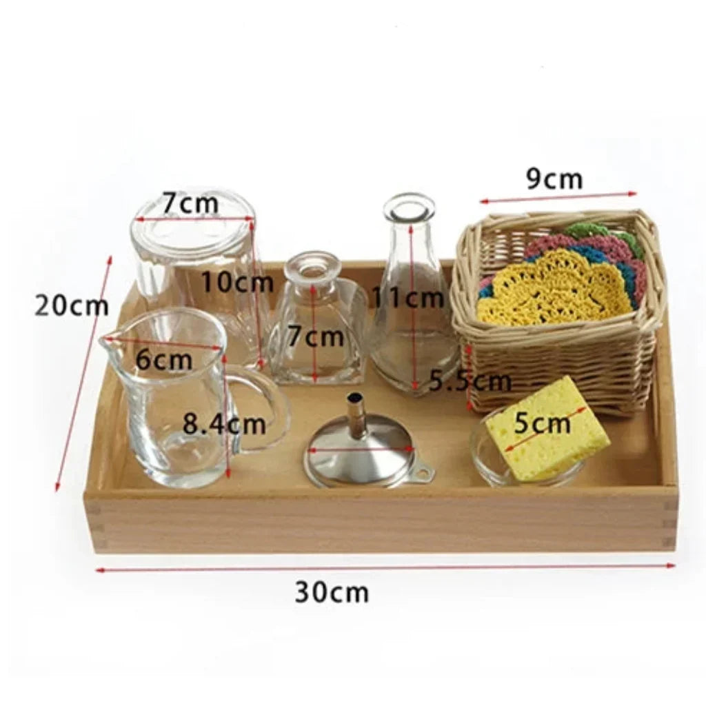 Montessori Flower Arranging Set with Vases, Funnel and Basket