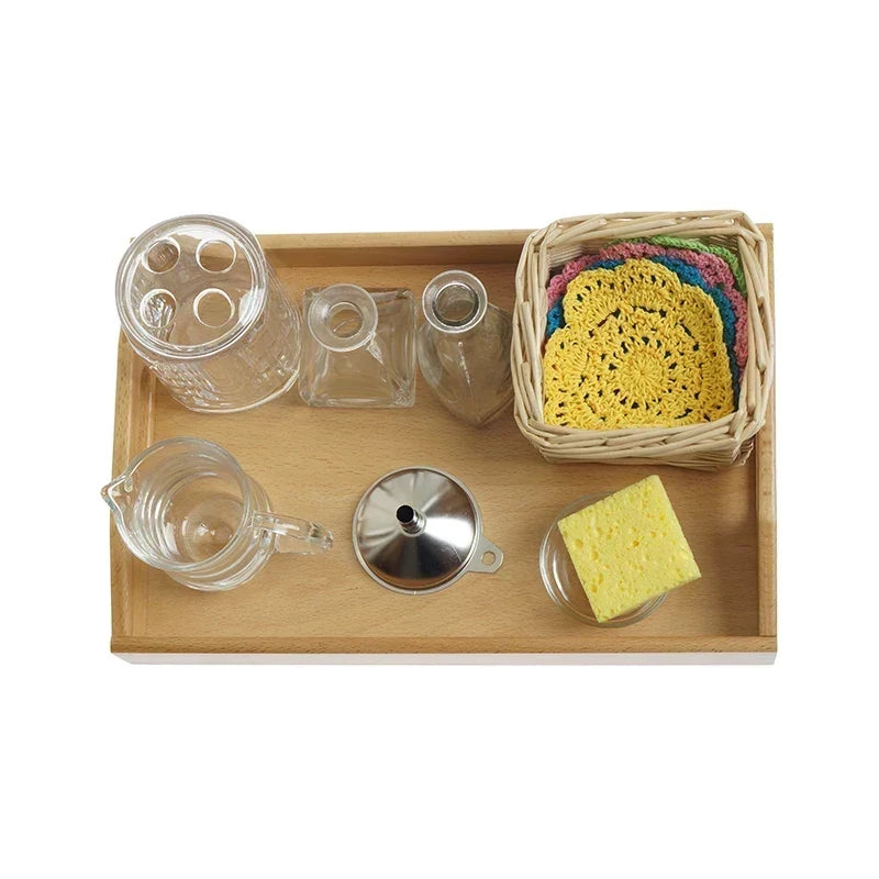 Montessori Flower Arranging Set with Vases, Funnel and Basket