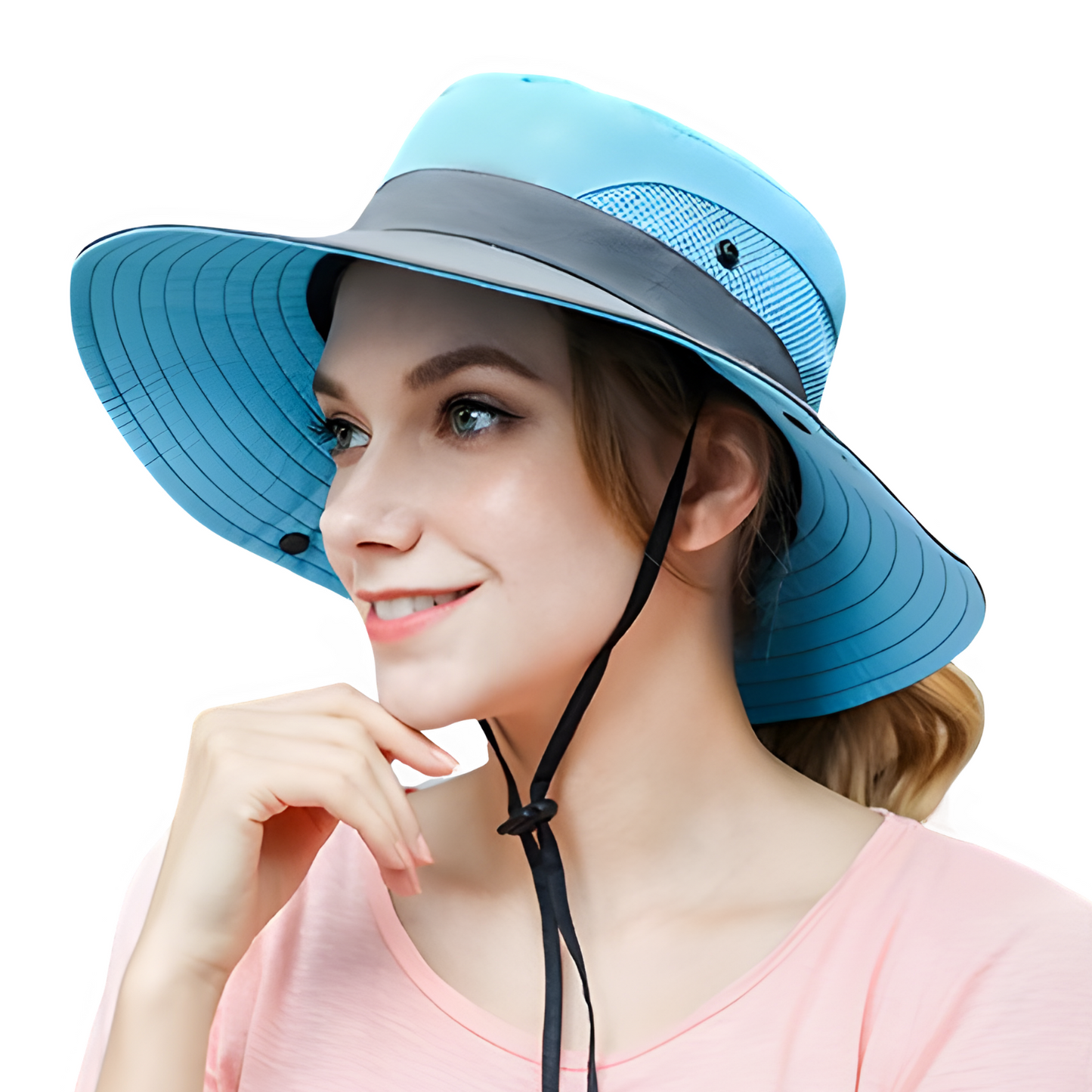 Wide Brim Sun Hat with Ponytail Hole – UV Protection