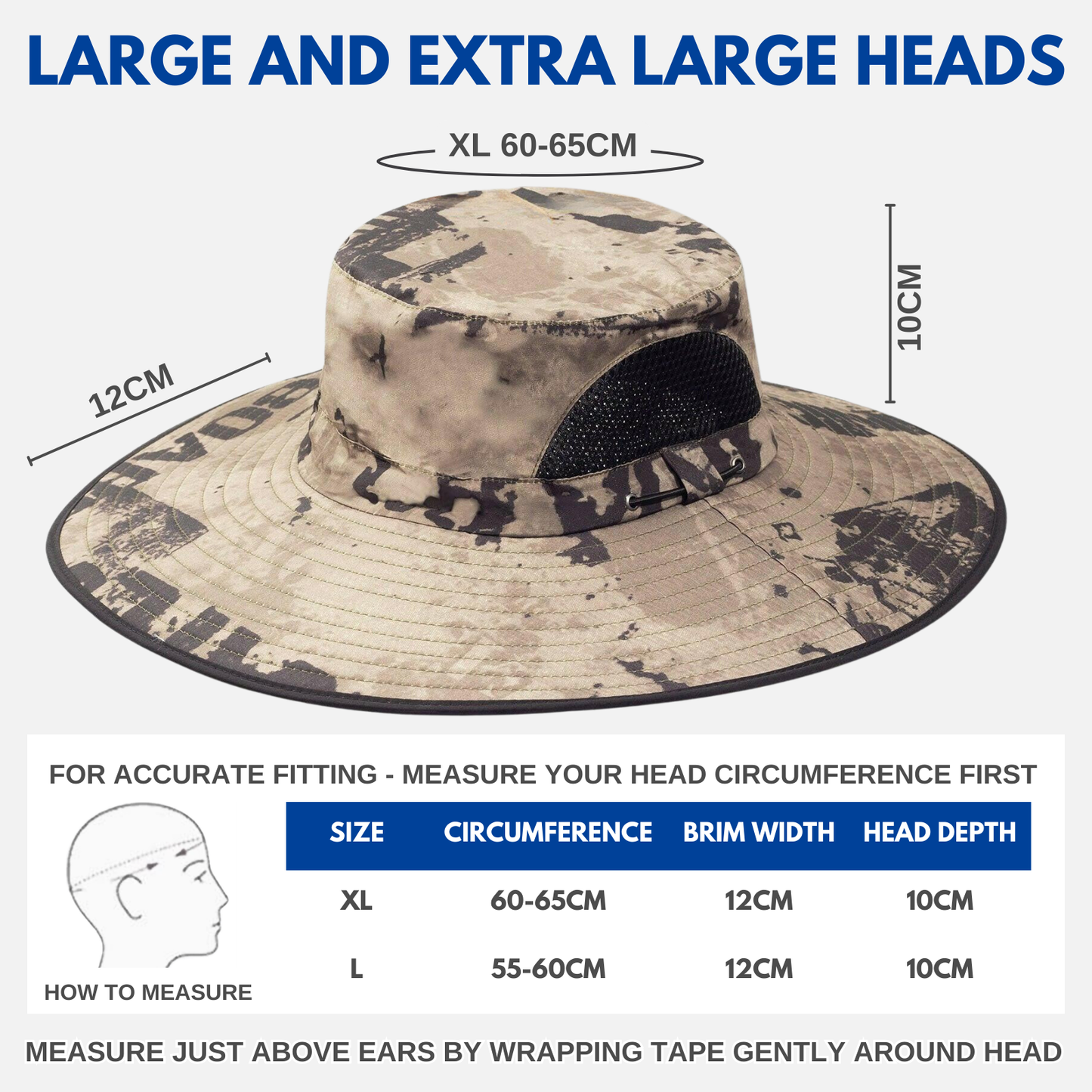 Extra Wide Brim Sun Hat for Big Heads – UV Protection