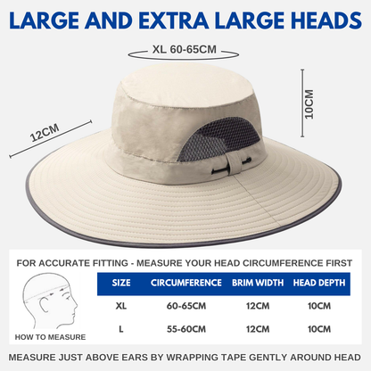 Extra Wide Brim Sun Hat for Big Heads – UV Protection