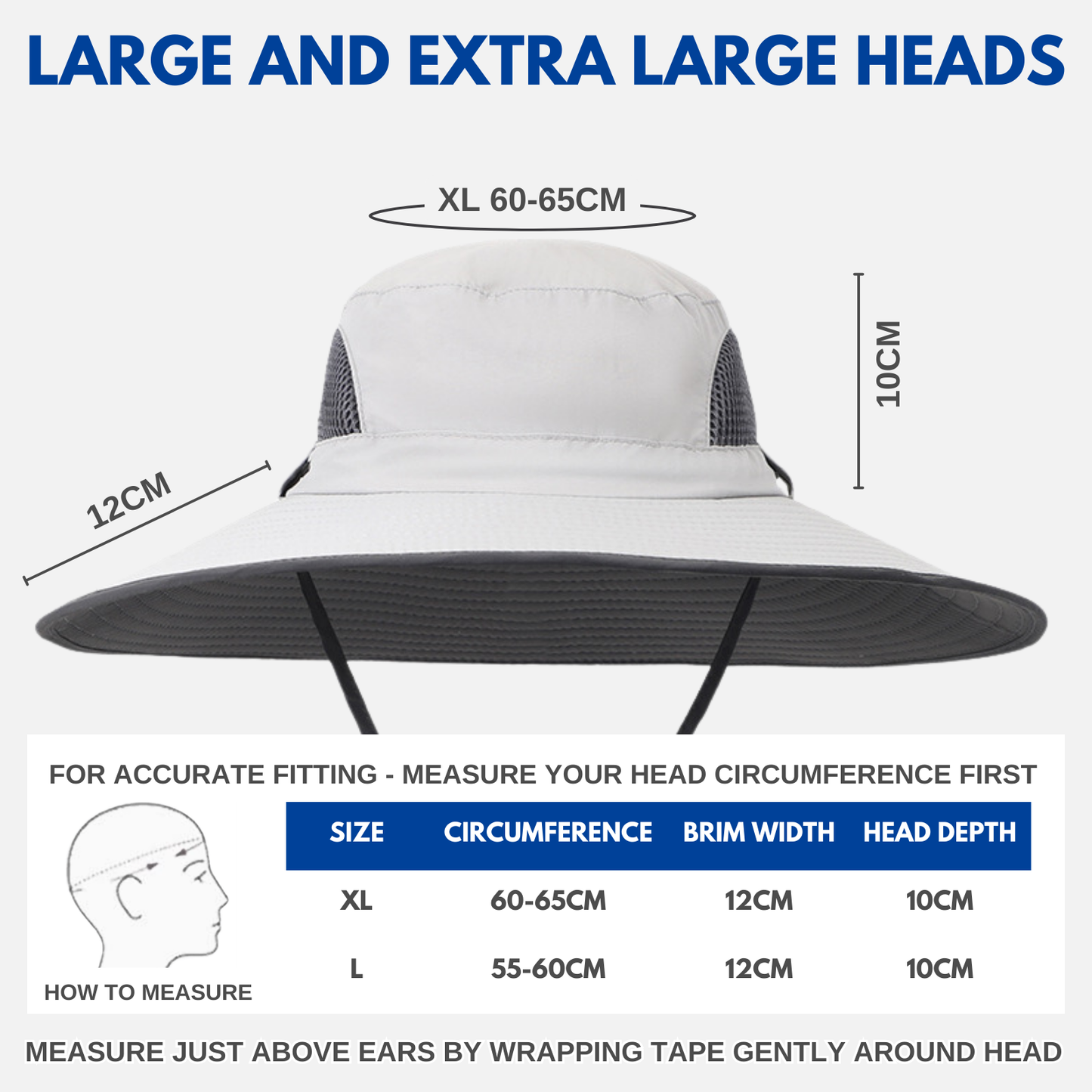 Extra Wide Brim Sun Hat for Big Heads – UV Protection