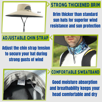 Extra Wide Brim Sun Hat for Big Heads – UV Protection