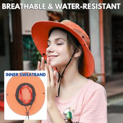 Wide Brim Sun Hat with Ponytail Hole – UV Protection
