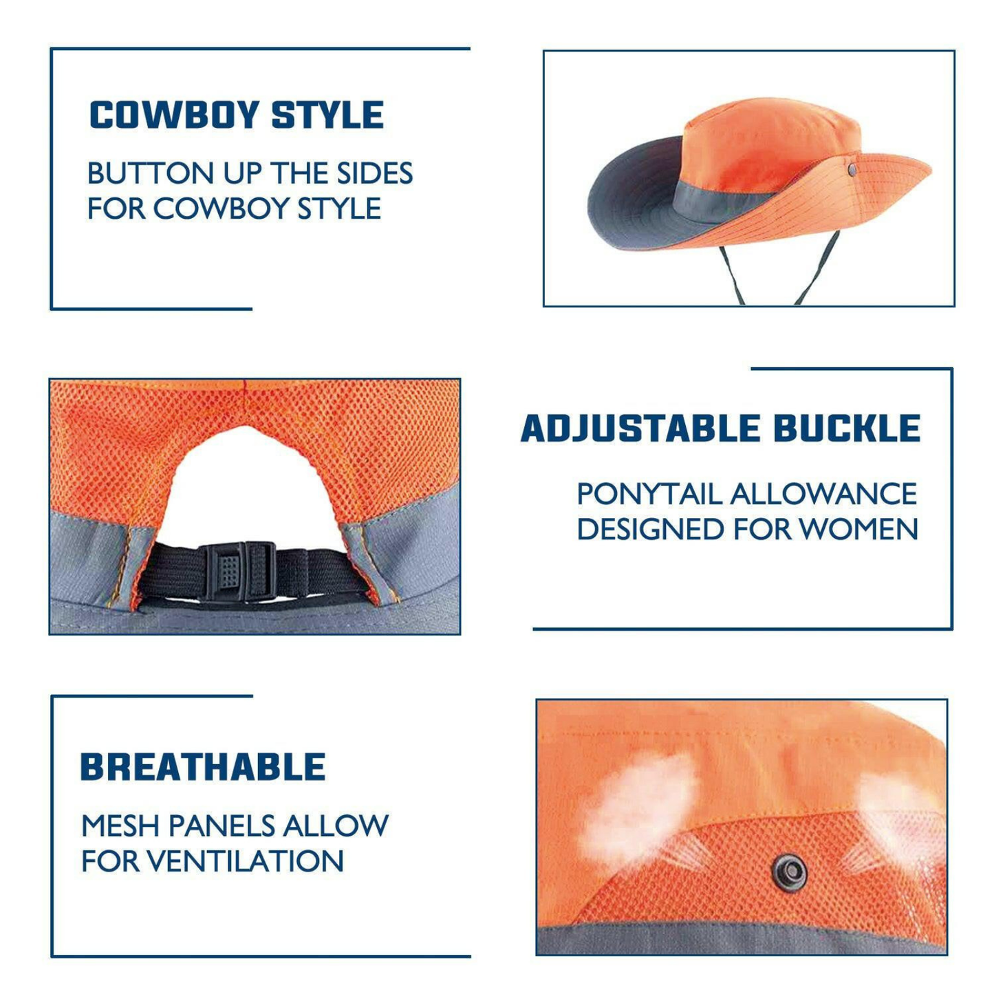 Wide Brim Sun Hat with Ponytail Hole – UV Protection