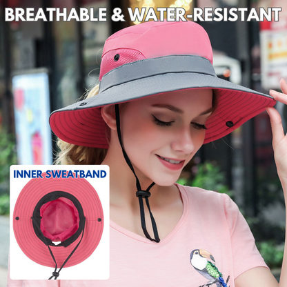 Wide Brim Sun Hat with Ponytail Hole – UV Protection