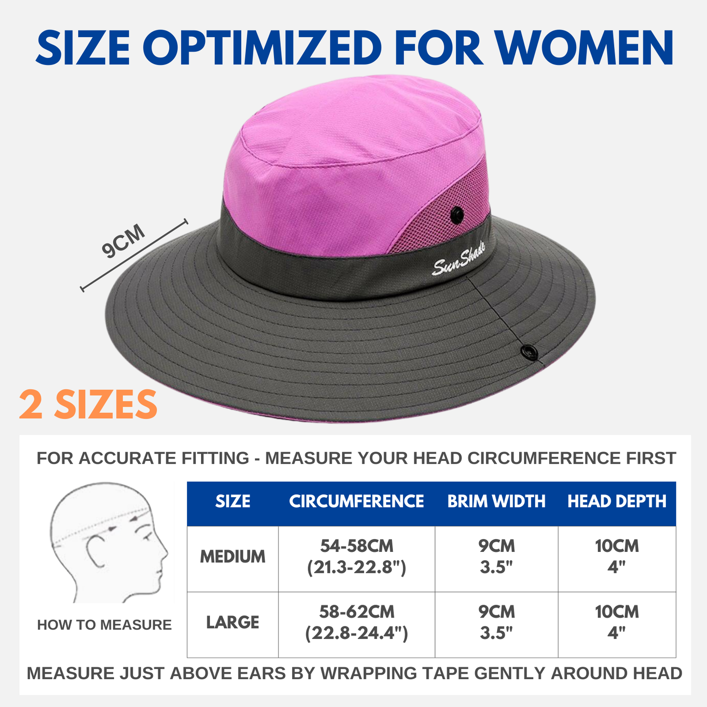 Wide Brim Sun Hat with Ponytail Hole – UV Protection
