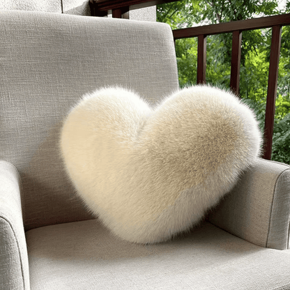 Heart Shape Faux Fur Pillow Soft Decorative Cushion