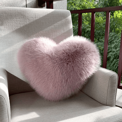 Heart Shape Faux Fur Pillow Soft Decorative Cushion
