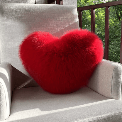 Heart Shape Faux Fur Pillow Soft Decorative Cushion