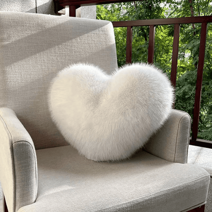 Heart Shape Faux Fur Pillow Soft Decorative Cushion