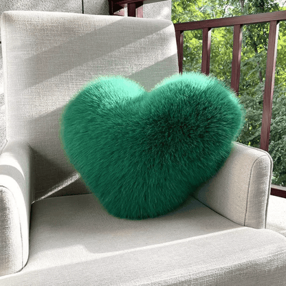 Heart Shape Faux Fur Pillow Soft Decorative Cushion