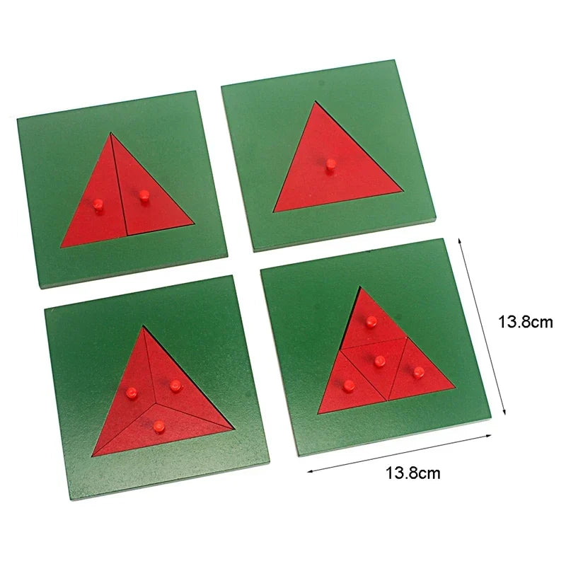 Wooden Geometric Fraction Puzzles with Removable Shapes