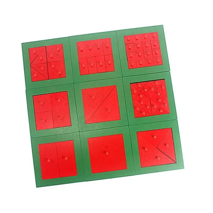 Wooden Geometric Fraction Puzzles with Removable Shapes