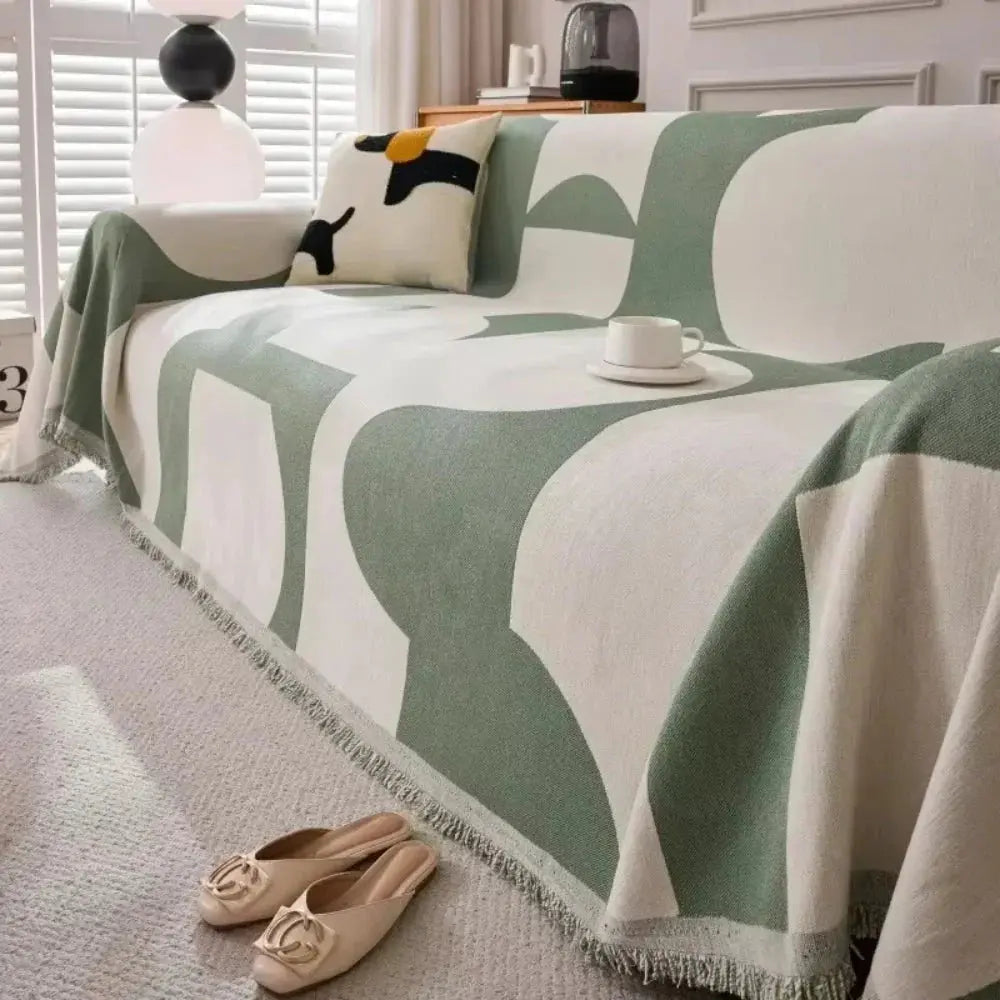 Soft Chenille Plaid Couch Cover