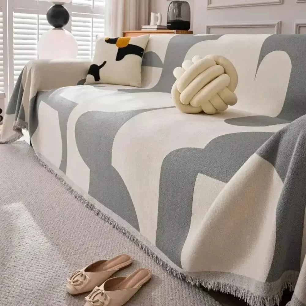 Soft Chenille Plaid Couch Cover