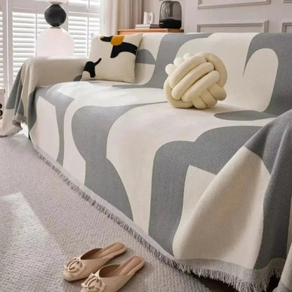 Soft Chenille Plaid Couch Cover