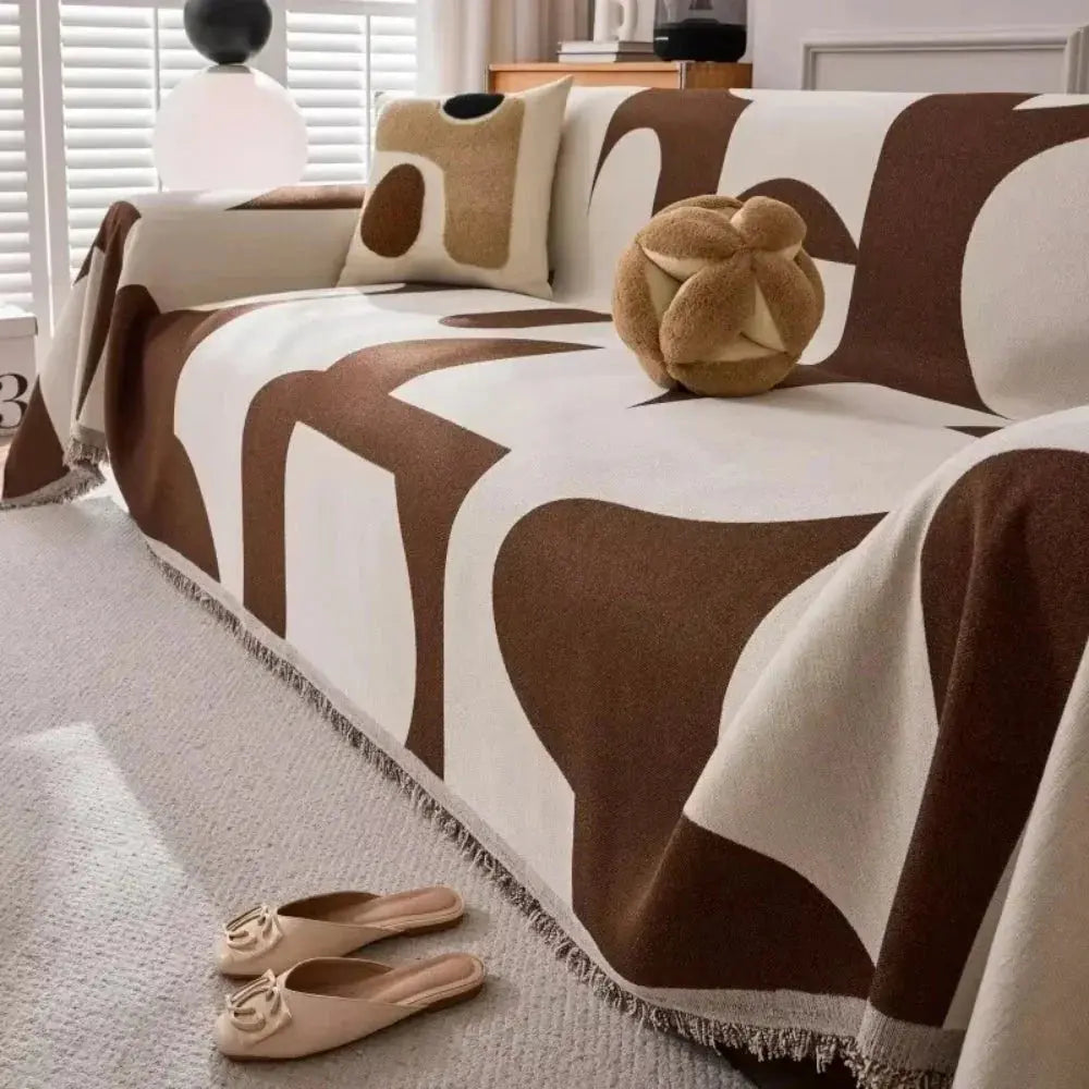 Soft Chenille Plaid Couch Cover