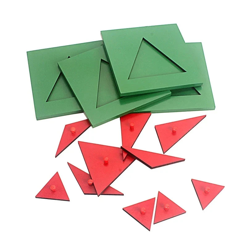 Wooden Geometric Fraction Puzzles with Removable Shapes