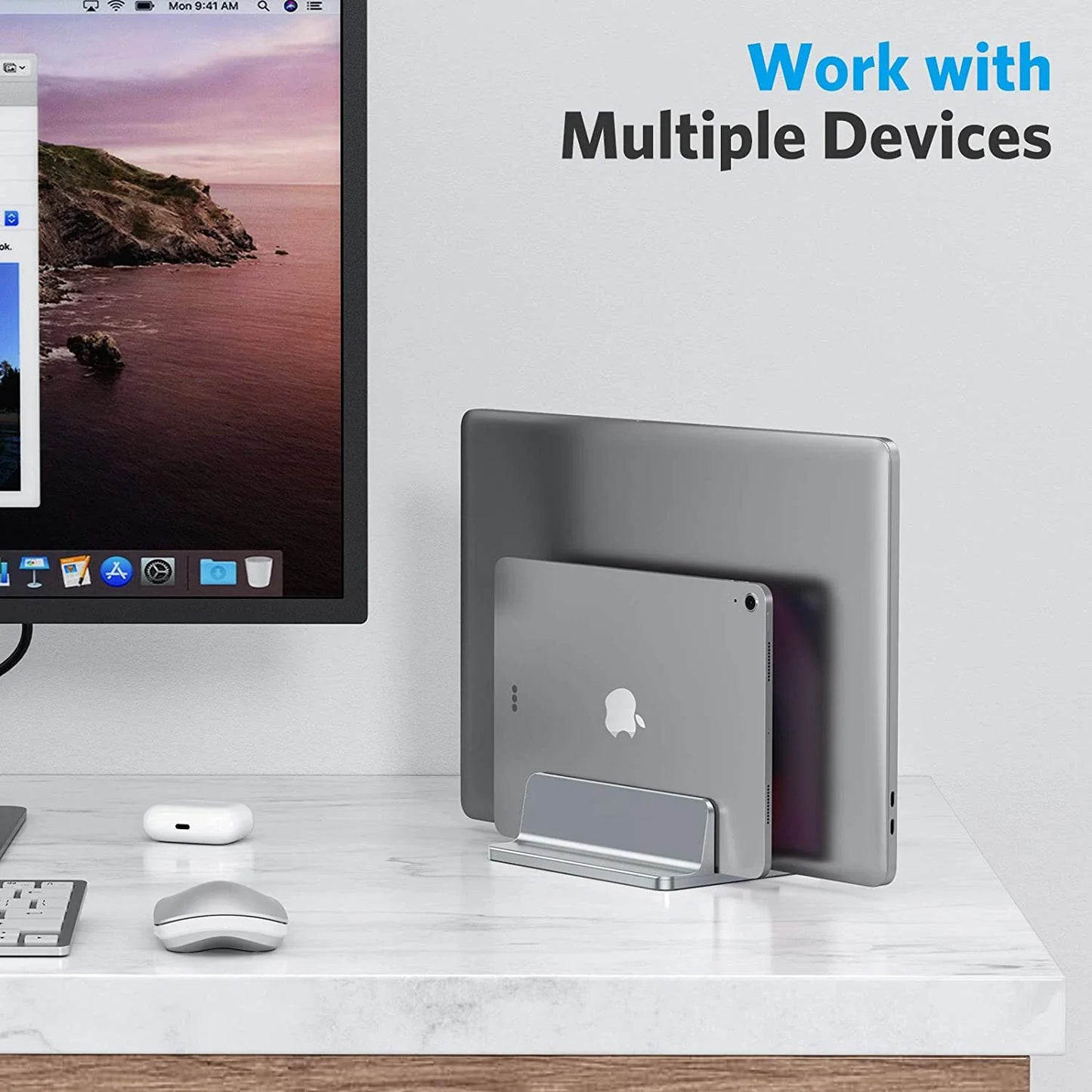 Adjustable Vertical Laptop Stand – Aluminium Desk Holder