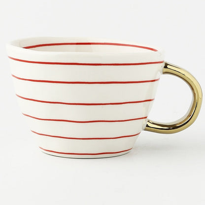 Geometric Pattern Mug with Gold Handle Coffee Cup
