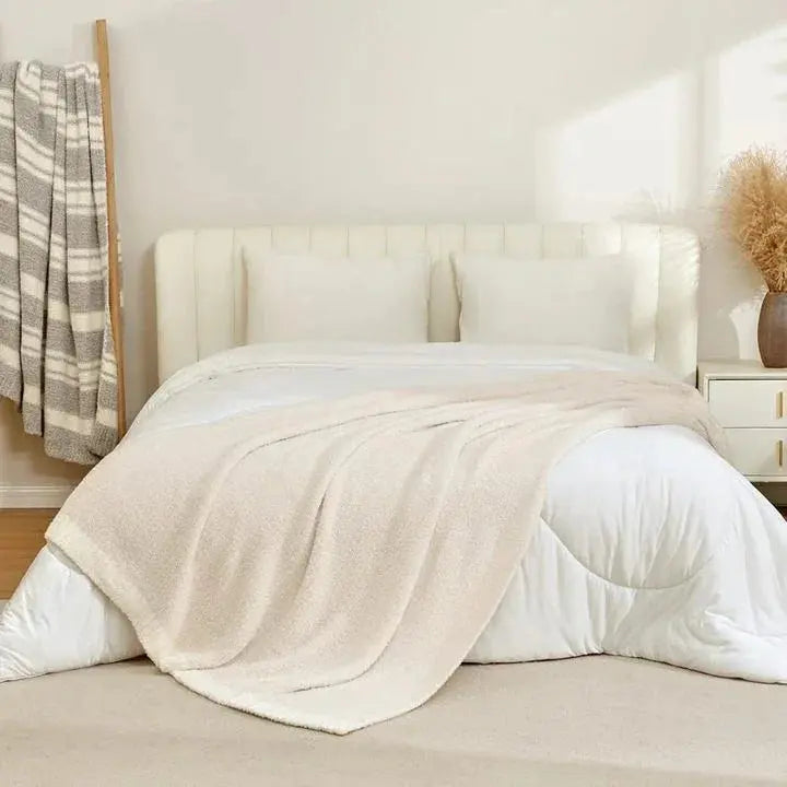 Reversible Knit Throw Blanket Super Soft Plush
