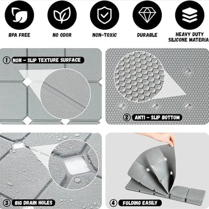 Silicone Foldable Tub Mat with Strong Suction Cups