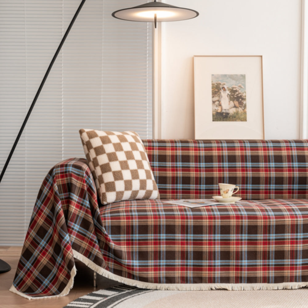Plaid Sofa Cover Soft Stretch Couch Protector