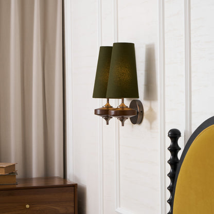 Walnut and Brass Wall Lamp with Linen Shade – image 34