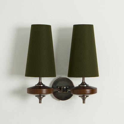 Walnut and Brass Wall Lamp with Linen Shade – image 49