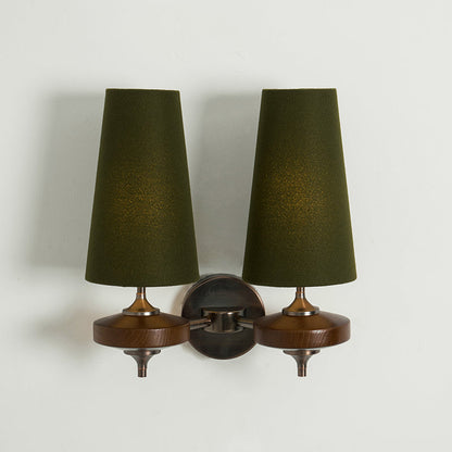 Walnut and Brass Wall Lamp with Linen Shade – image 46