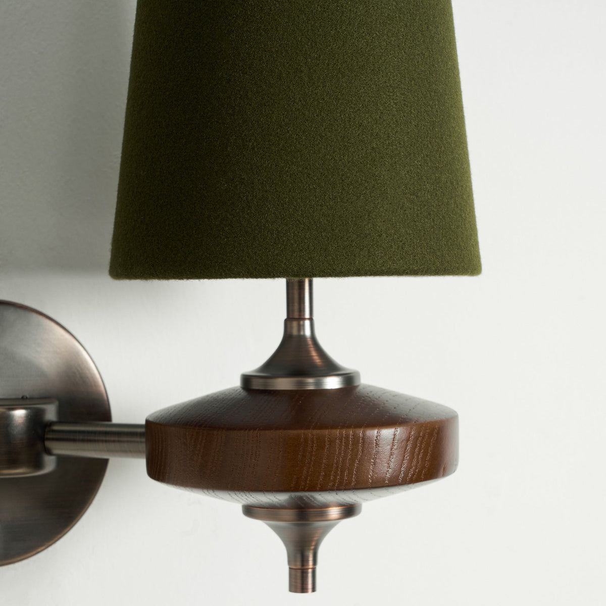 Walnut and Brass Wall Lamp with Linen Shade – image 48