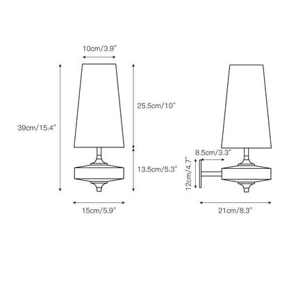 Walnut and Brass Wall Lamp with Linen Shade – image 3