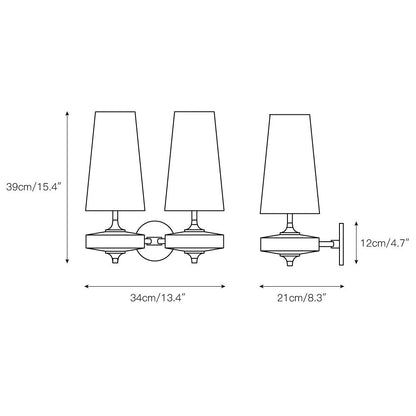 Walnut and Brass Wall Lamp with Linen Shade – image 4