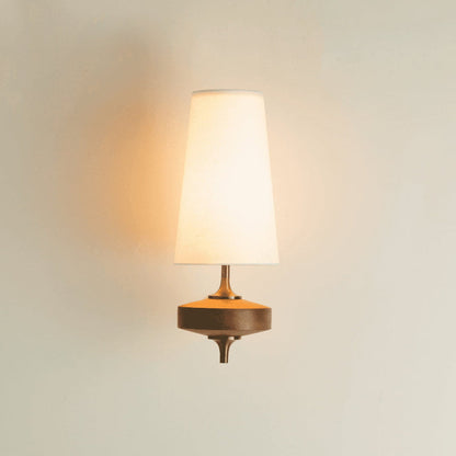Walnut and Brass Wall Lamp with Linen Shade – image 42
