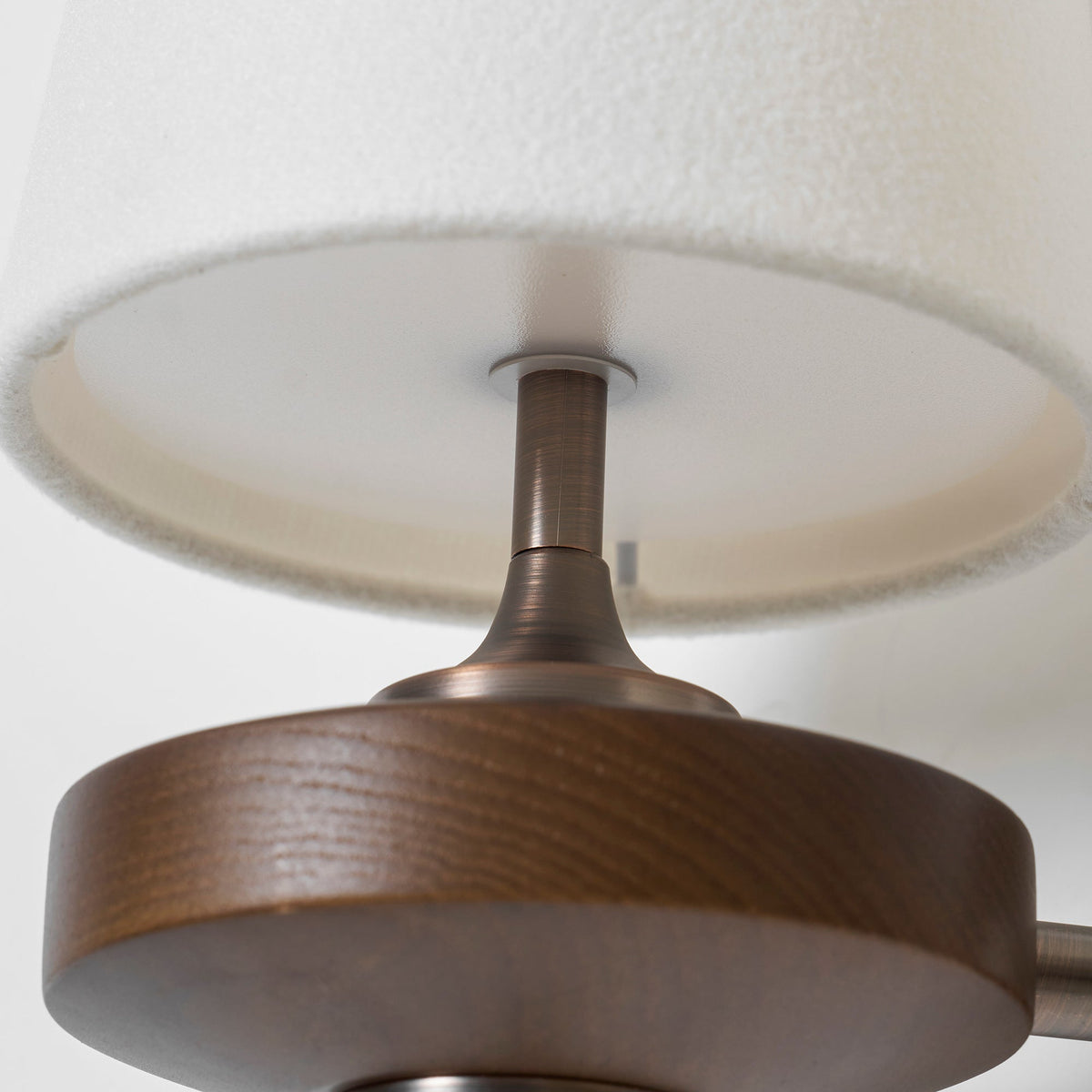 Walnut and Brass Wall Lamp with Linen Shade – image 58