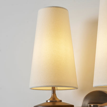 Walnut and Brass Wall Lamp with Linen Shade – image 57