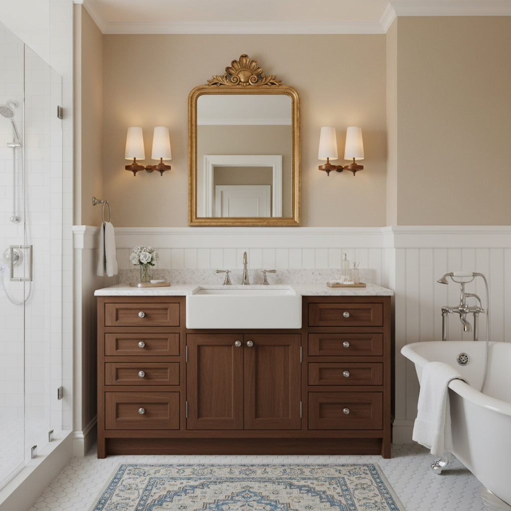 Walnut and Brass Wall Lamp with Linen Shade – image 18
