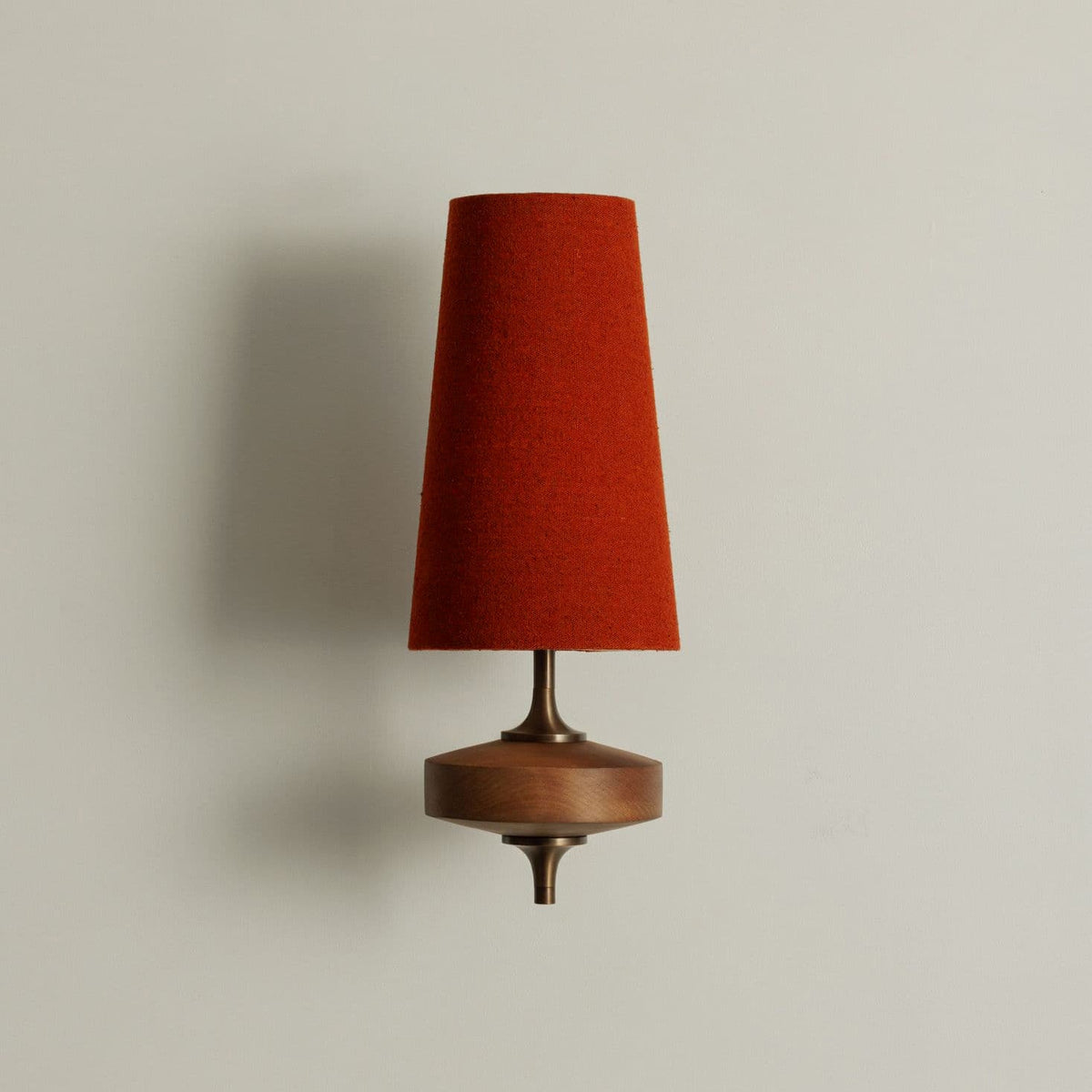 Walnut and Brass Wall Lamp with Linen Shade – image 51