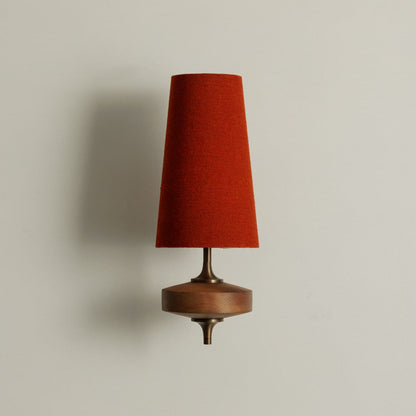Walnut and Brass Wall Lamp with Linen Shade – image 51