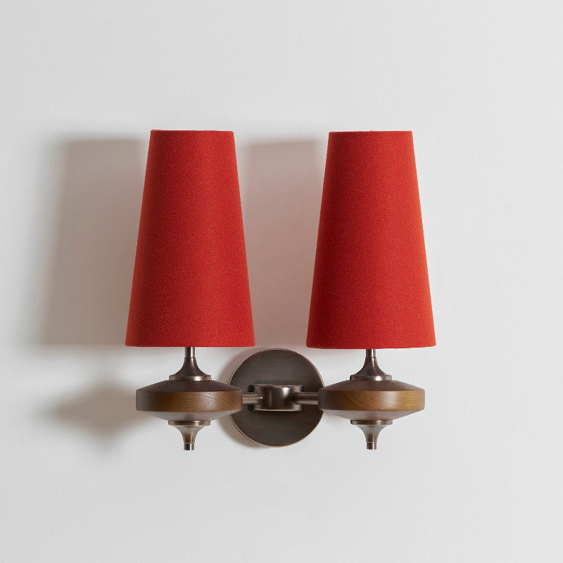 Walnut and Brass Wall Lamp with Linen Shade – image 54