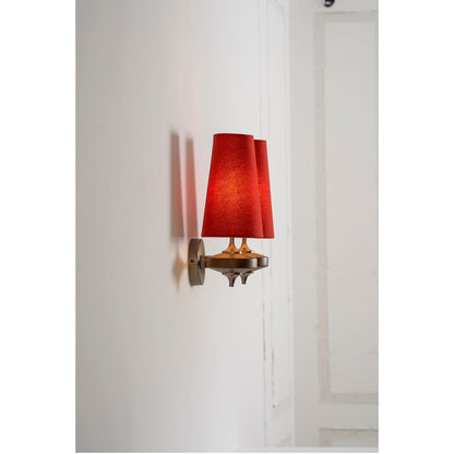 Walnut and Brass Wall Lamp with Linen Shade – image 41