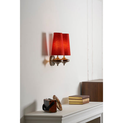 Walnut and Brass Wall Lamp with Linen Shade – image 39