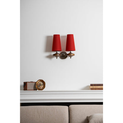 Walnut and Brass Wall Lamp with Linen Shade – image 36