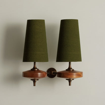 Walnut and Brass Wall Lamp with Linen Shade – image 45