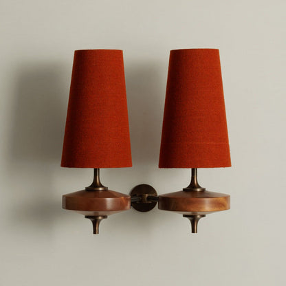 Walnut and Brass Wall Lamp with Linen Shade – image 50