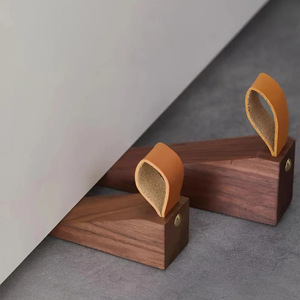 Solid Wood Door Stopper with Non Slip Base
